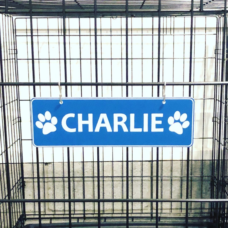 Kennel Pet Name Plate Dog Paw Crate Pet Tag Doghouse Sign Etsy