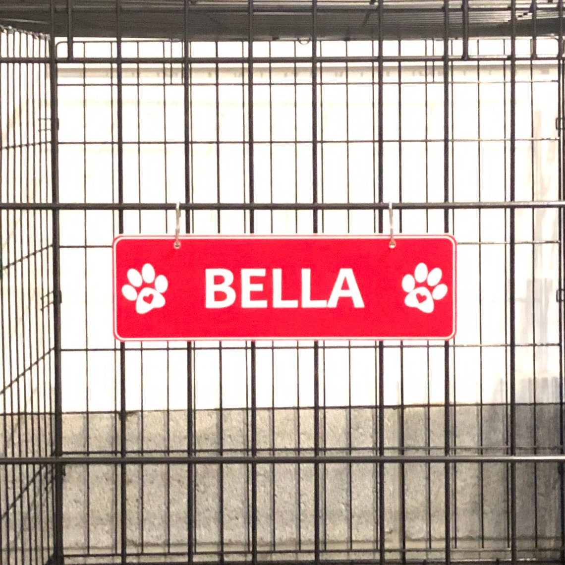 Kennel Dog Crate Name Plate Paws with HEARTS Pet Tag Doghouse Etsy