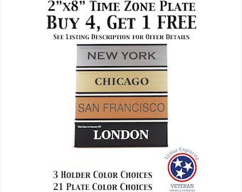 Time Zone World Clock Sign 2x8 - Multiple Attachment Options Available - Business Home Office