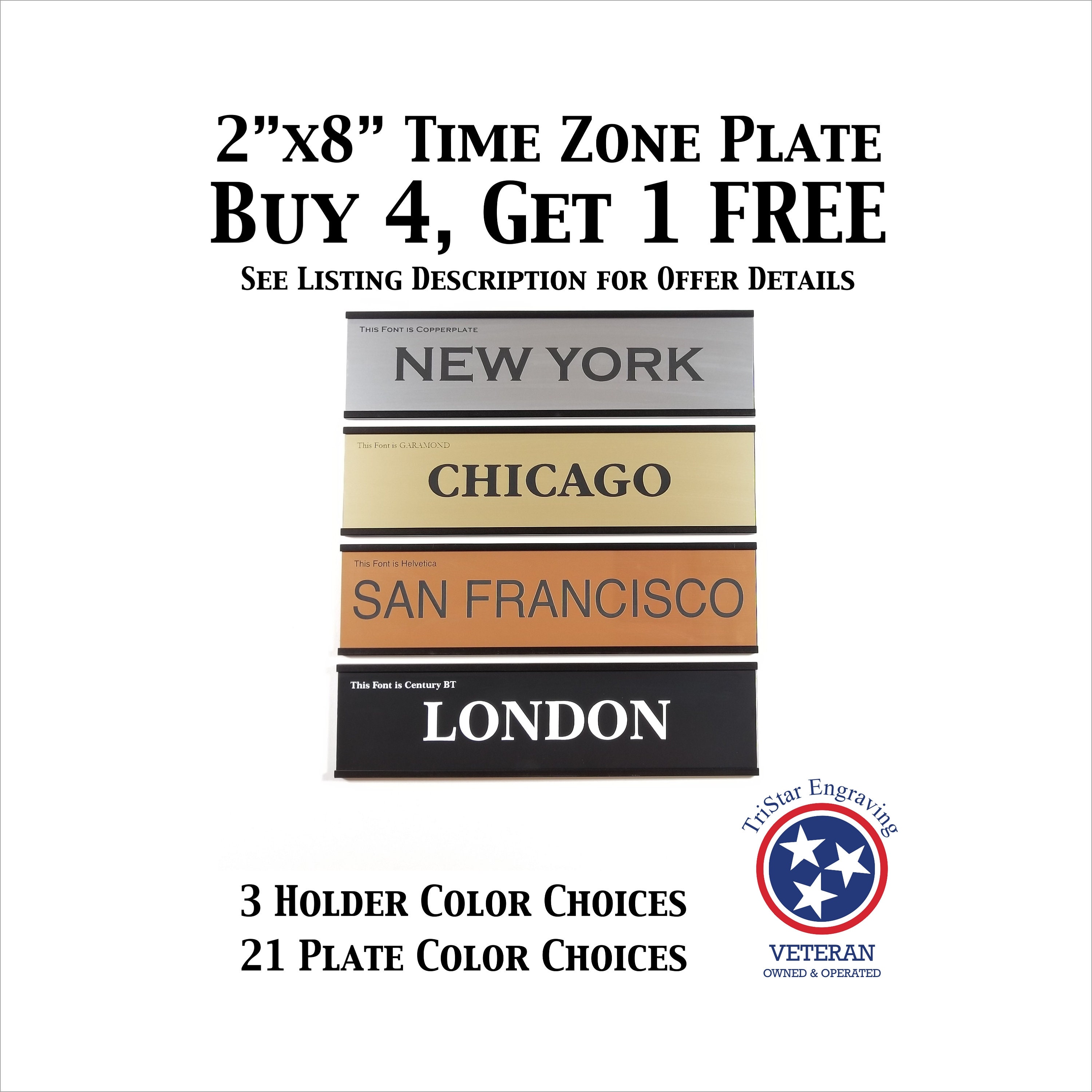 Time Zone World Clock Sign 2x8 - Multiple Attachment Options Available ...