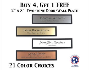 Custom Two-Tone Executive Door Plate Laser Engraved Personalized Office Sign 2x8 Adhesive Backed No Holder Necessary