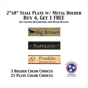 Horse Stall Name Plate with Metal HOLDER Custom Laser Engraved 2x8