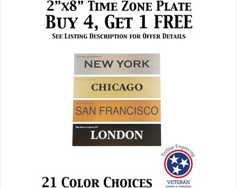 Time Zone World Clock Sign 2x8 - Business Home Office - Multiple Attachment Options Available