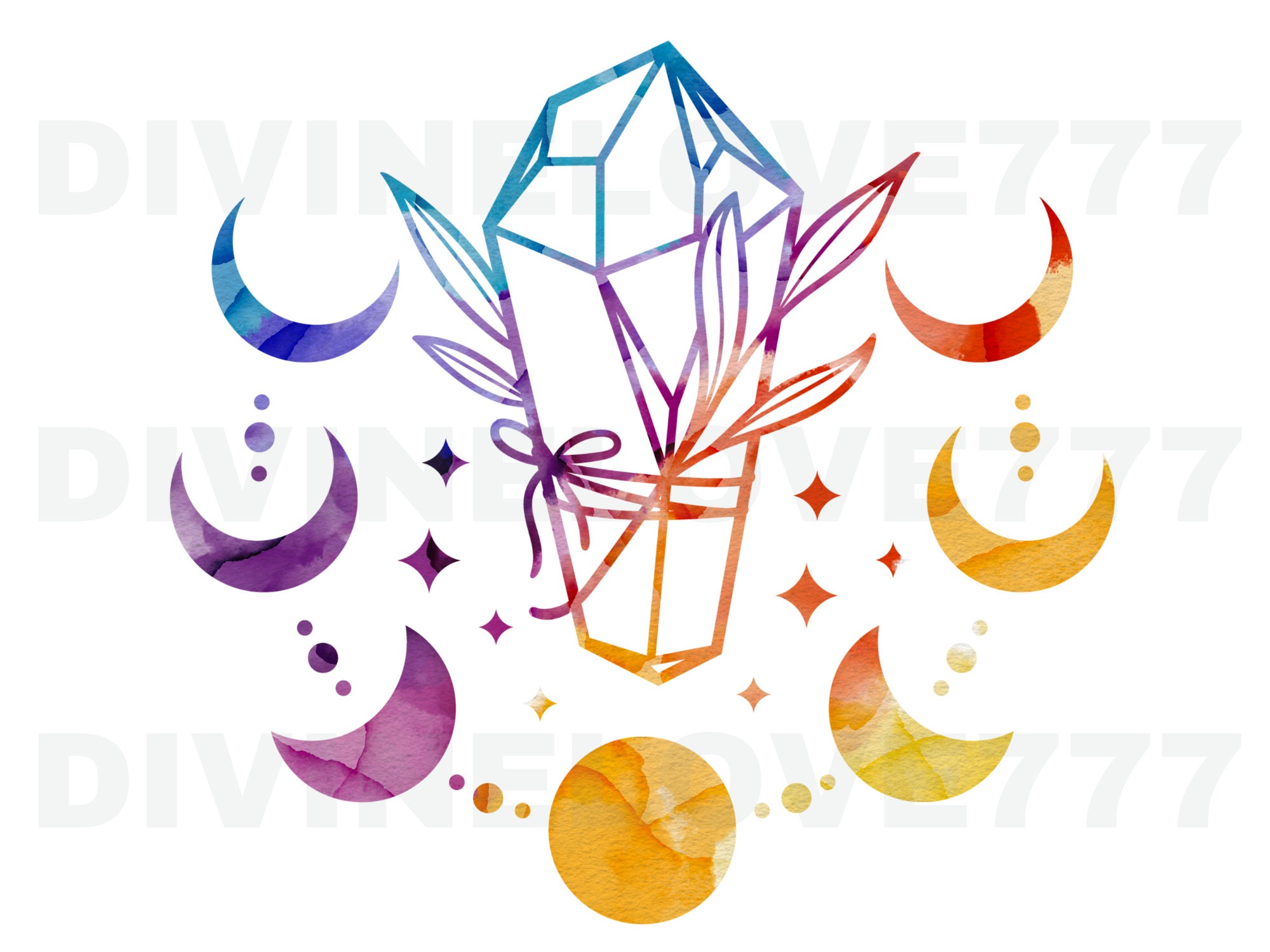 Crystal SVG Rainbow SVG Moon SVG Stars Svg Quartz Crystal Svg Crystal ...