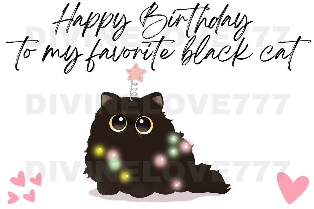 Watercolour Black Cat Birthday Card 145x145mm - Premium Greeting Card With Luxury Envelope