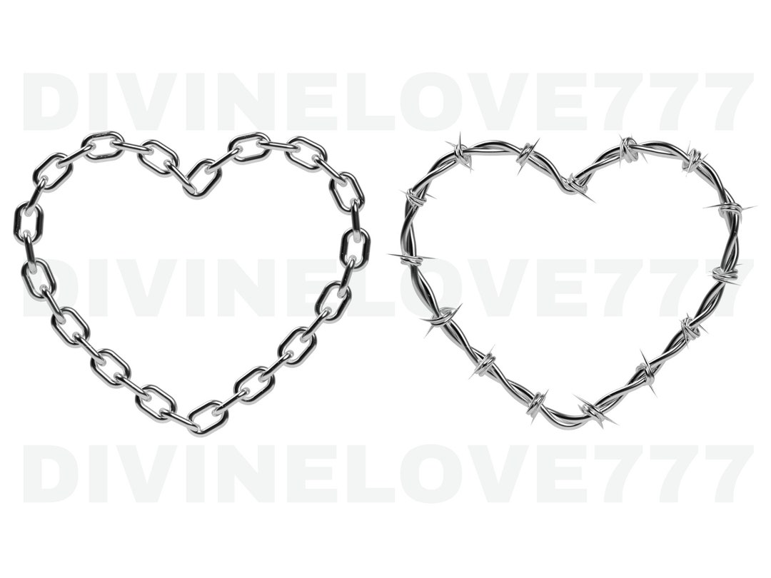 Valentine's Day SVG Bundle 3D Heart Graphic, Chain and Barb Wire Heart ...
