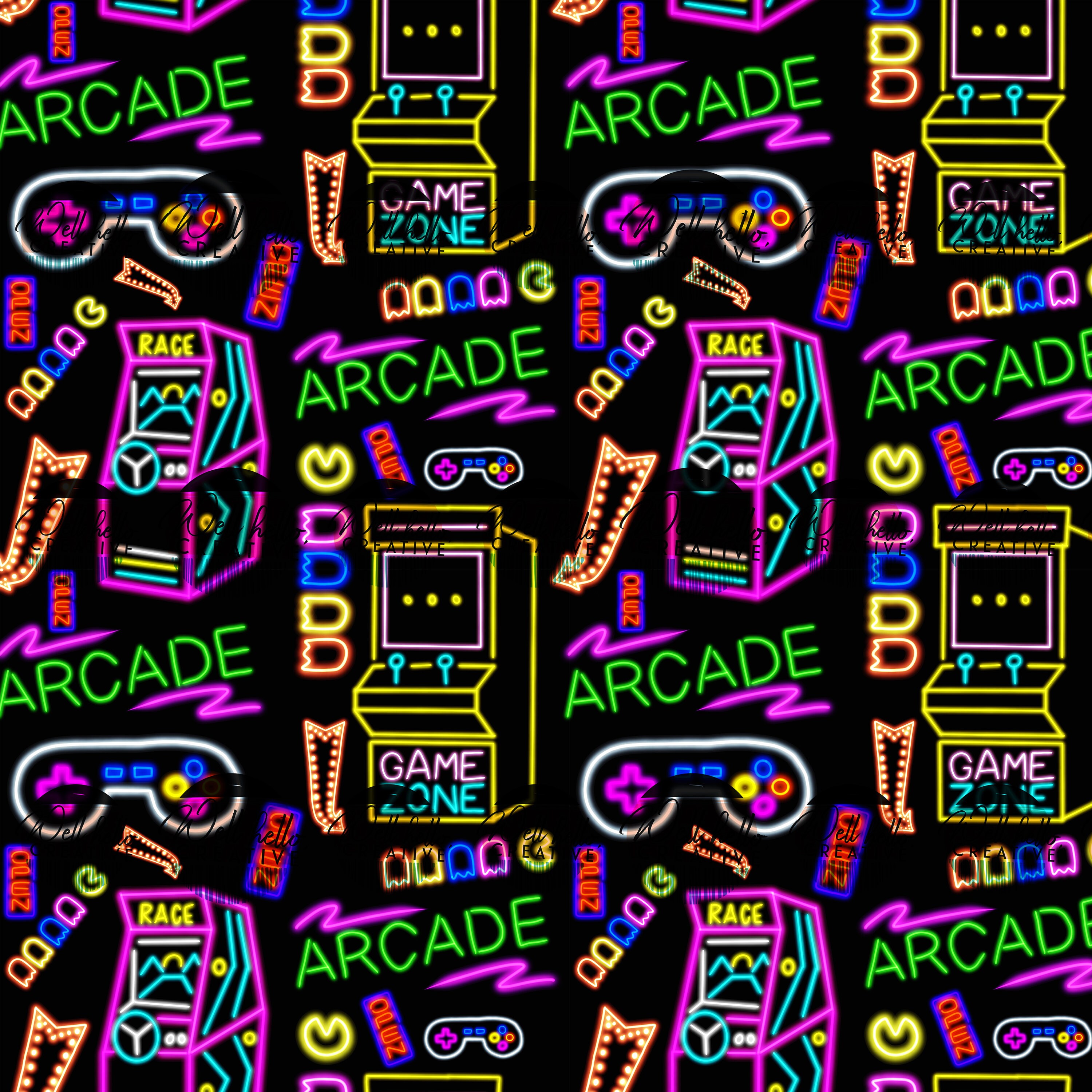 Neon Arcade Seamless Pattern Etsy