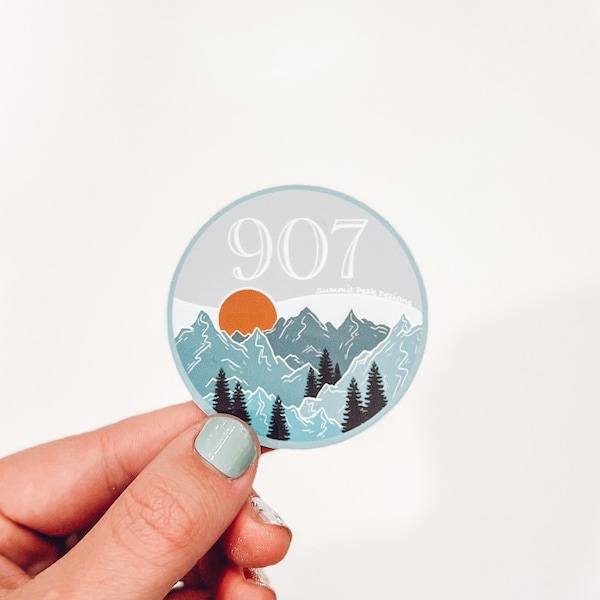 907  Sticker | Alaska sticker | Mountain AK sticker