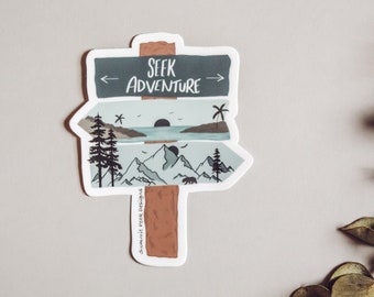 Seek adventure sticker | Sign post sticker