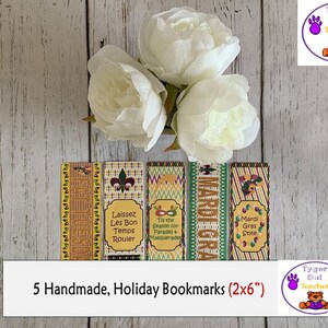 Signets faits à la main pour Mardi Gras-Mardi Gras Bookmarks-Set 2, Signets personnalisés, Signets pour enfants, Ensemble de signets, Signets uniques