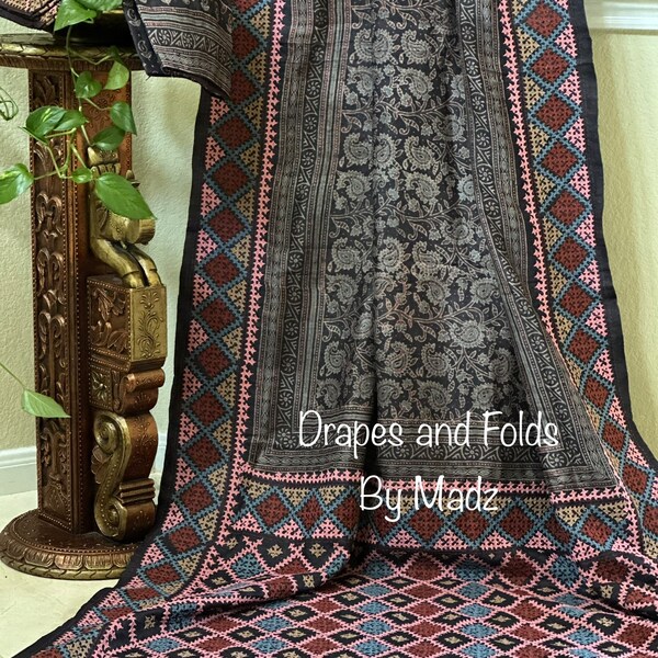 Maroon - Kutch Jat Hand Embroidery Silk Cushion Cover (16 x 16 in)