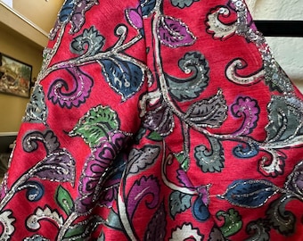 Reddish kalamkari digital printed on pure tussar silk blouse and aari work. Size  38.has margin till 42