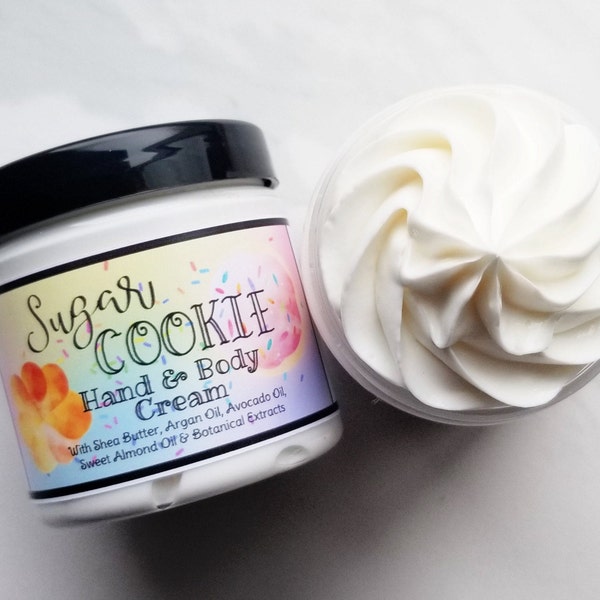 Sugar Cookie, Hand and Body Cream, Hand Lotion, with Organic Shea Butter, Argan Oil, Botanical Extracts, Paraben Free