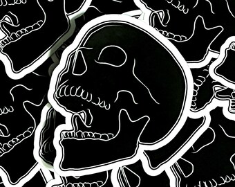 Spooky Skull Sticker // Black Skull Sticker // Black Skull Decal // Goth Skull Sticker