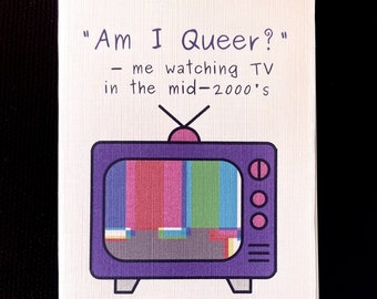 Bin ich Queer Zine - Printexemplar //"Am I Queer?" - Ich schaute Mitte der 2000er Jahre fern // Meine ersten Queer Crushes aus dem Fernsehen/Filmen der 2000er Jahre // LGBTQ+ Zine