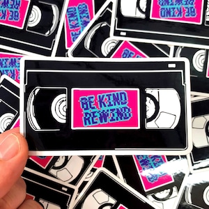 Be Kind Rewind VHS Tape Sticker // VHS Vaporwave Sticker // Retrowave VHS Sticker // 90&#39;s Vaporwave Sticker