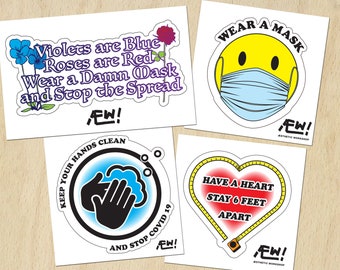 Pandemic Awareness Sticker Pack // Wear a Mask Sticker Set // Public Health Sticker Pack // Pandemic Valentines