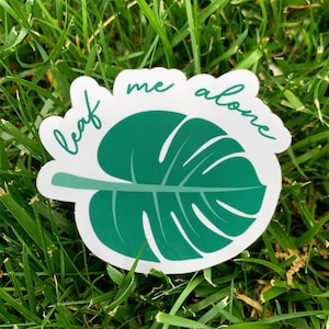 Adesivo Leaf Me Alone // Decalque de vinil Monstera Leaf // Adesivo de trocadilho de planta // Adesivo de planta Monstera