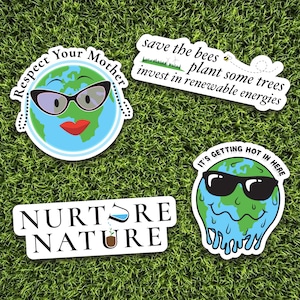 Pacote de adesivos Respeite a Mãe Terra // Pacote de adesivos ambientais // Conjunto de adesivos para para-choque da Terra // Justiça ambiental