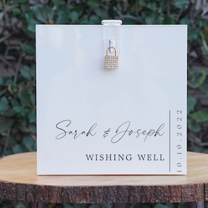 Wishing Well Card Box Boîte à cartes en acrylique de mariage personnalisée avec serrure et clé | | DE HAUTE QUALITÉ | de boîte à monnaie de mariage Boîte de carte de mariage | Classique