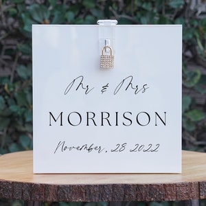Boîte à cartes de mariage personnalisée M. et Mme Boîte à cartes en acrylique avec serrure et clé | HAUTE QUALITÉ| | de la boîte à billets Boîte de carte de mariage | Souhaits de bien vouloir