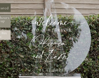 Personalized Wedding Welcome Sign Circle Acrylic | Acrylic Name Sign | Welcome to our wedding sign | Round Acrylic Sign | Baby Shower Sign