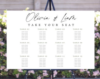 Wedding Guest Seating Chart | Personalized Guest List and Seating Table Chart | Wedding Find Your Seat Chart | Alphabetical Seating Chart