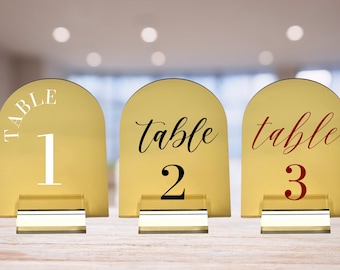 Gold Mirror Acrylic Table Numbers - Wedding Signage - Table Decor - Table Numbers Wedding Decoration