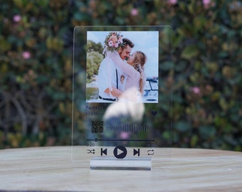 Personalized Photo Acrylic Song Plaque | Custom Song Album Cover Scannable With Base for Music Lovers | Best Anniversary Gifts | Mothers Day