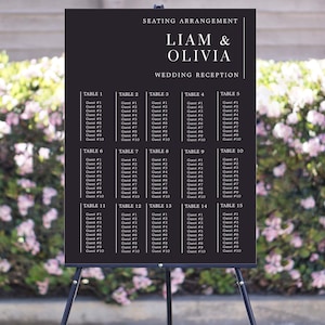 Modern Printed Wedding Seating Chart  | Personalized Guest List and Seating Table Chart | Custom Seating Chart Sign | Alphabetical Chart