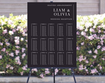 Modern Printed Wedding Seating Chart  | Personalized Guest List and Seating Table Chart | Custom Seating Chart Sign | Alphabetical Chart