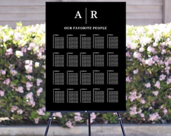 Minimalistic Printed Wedding Seating Chart  | Personalized Guest List and Seating Table Chart | Custom Seating Chart Sign | Seating Chart