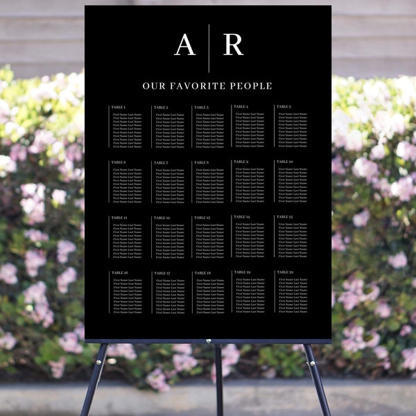 Minimalistic Printed Wedding Seating Chart  | Personalized Guest List and Seating Table Chart | Custom Seating Chart Sign | Seating Chart