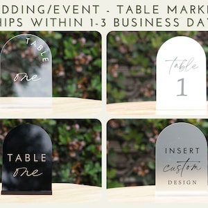 Arch Acrylic Wedding Table Number Markers with Stands | Acrylic Stand | UV Printed High Quality | Wedding Table Decor | Wedding Signage