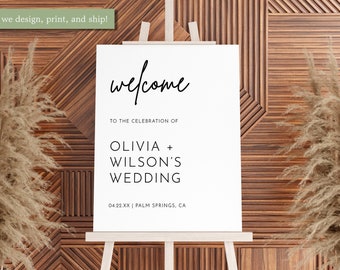 Minimalist Wedding Welcome Sign Left Align | Wedding Sign | Birthday Sign | Baby Shower Sign | Engagement Sign