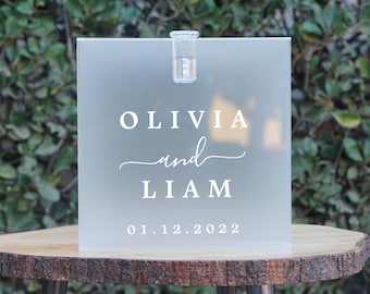 Personalized Frost Acrylic Card Box with Lock and Key | HIGH QUALITY | Wedding Money Box | Wedding Card Holder | Wedding Card Box