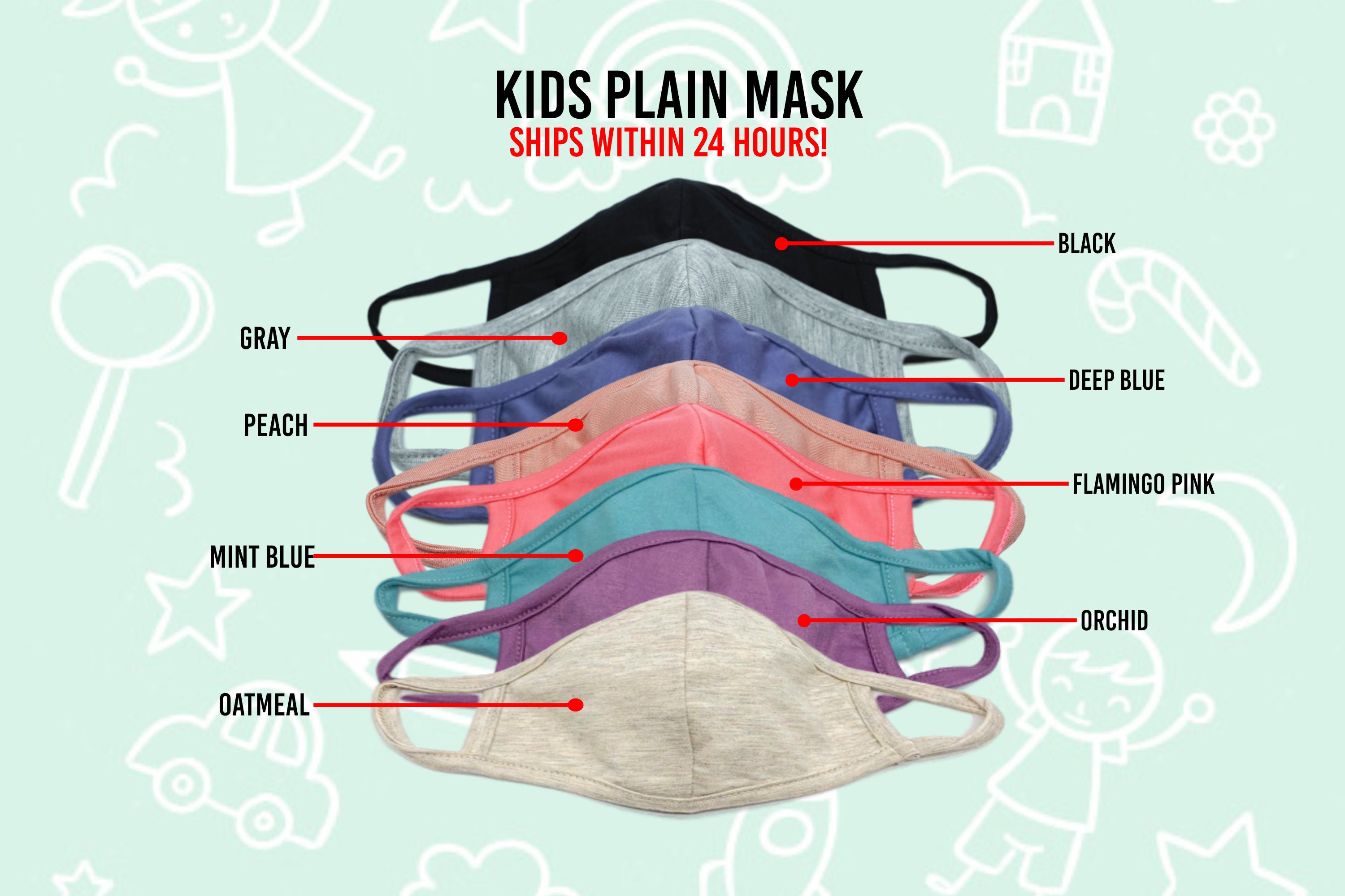 Kid's Face Masks | Reusable Face Mask |  Made in USA | 100% Cotto…
