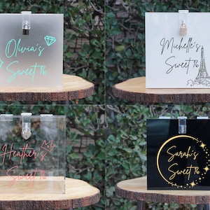 Sweet 16 Customized Acrylic Card Box with Lock and Key | HIGH QUALITY| Money Box | Birthday Card Box | Wishing Well