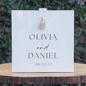 Boîte pour cartes de visite personnalisée minimaliste en acrylique pour mariage avec serrure et clé | HAUTE QUALITÉ | Tirelire Boîte pour cartes de mariage | Bien souhaiter