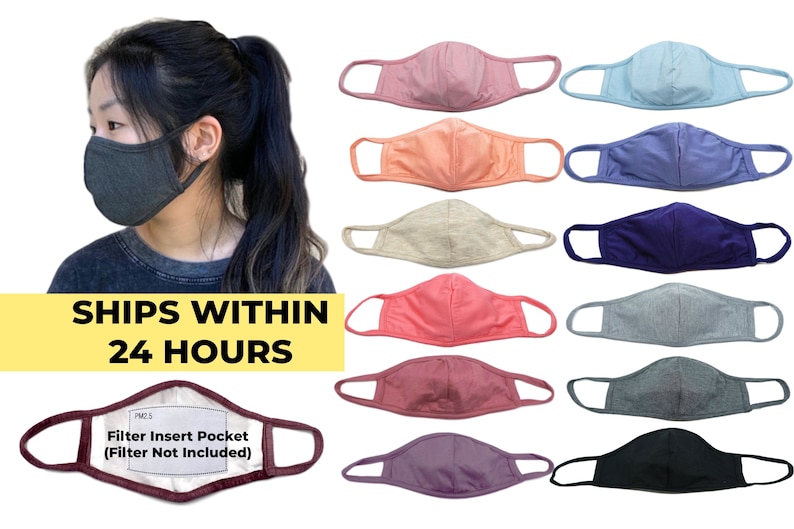 Reusable Washable Mask With Filter Pocket Protective Face Etsy