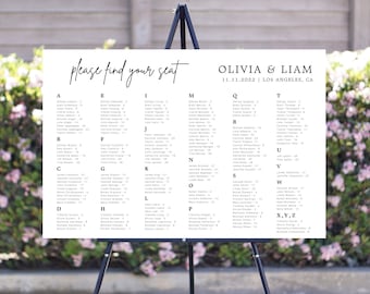 seating chart design Printed Wedding Seating Chart | Personalized Guest List and Seating Table Chart | Custom Seating Chart Sign | Alphabetical Seating Chart