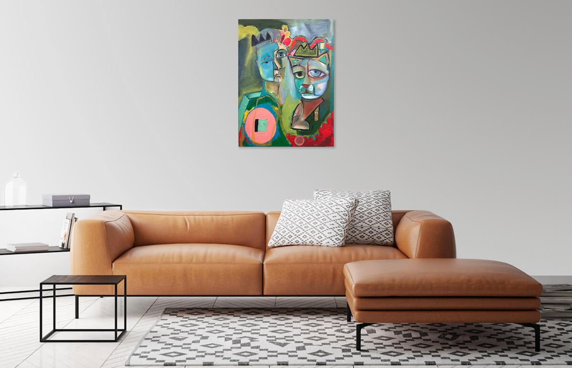 Unique Living Room Wall Art Portrait Abstract Portrait Etsy