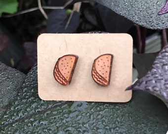 Taco wooden wood food earrings - Taco Tuesday