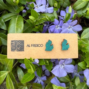 Handpainted Michigan wooden wood earrings