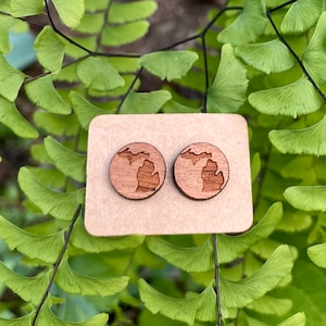 Michigan wooden wood earrings