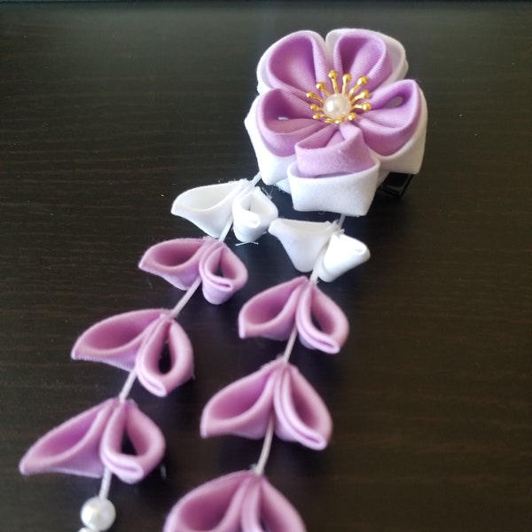 Pince à cheveux Kanzashi traditionnelle japonaise faite à la main (couleurs personnalisables)