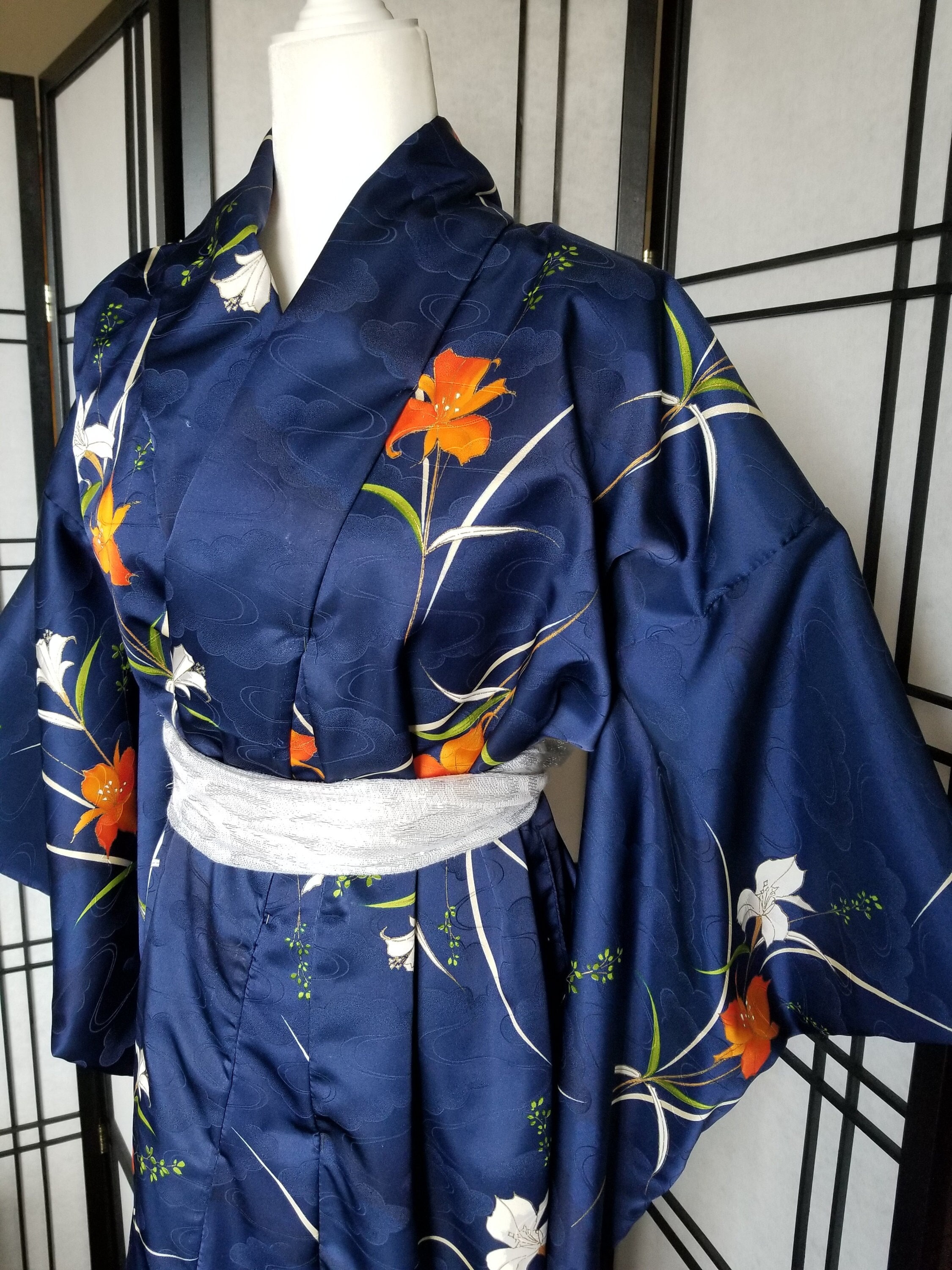 dark blue kimono dress Women's Navy Blue Kimono