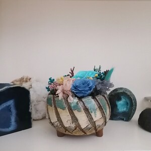 Preserved Real Flowers Everlasting Roses in Handmade Ceramic Plant Pots Planter |  Eternal Floral Arrangement Home Office Decor Gift for Her