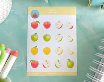 Apple Sticker Sheet - Journal Aufkleber - Planner Aufkleber - Scrapbook Aufkleber - Lebensmittel Aufkleber - Obst Aufkleber