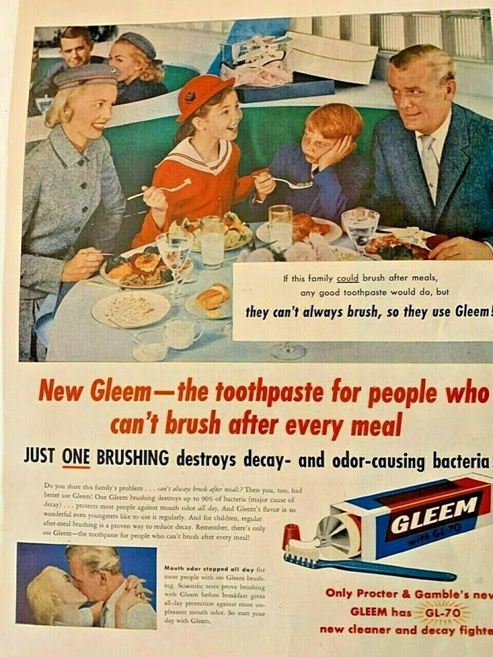 Vintage Ad Print Gleem Toothpaste 1956. 14 X 10 Etsy